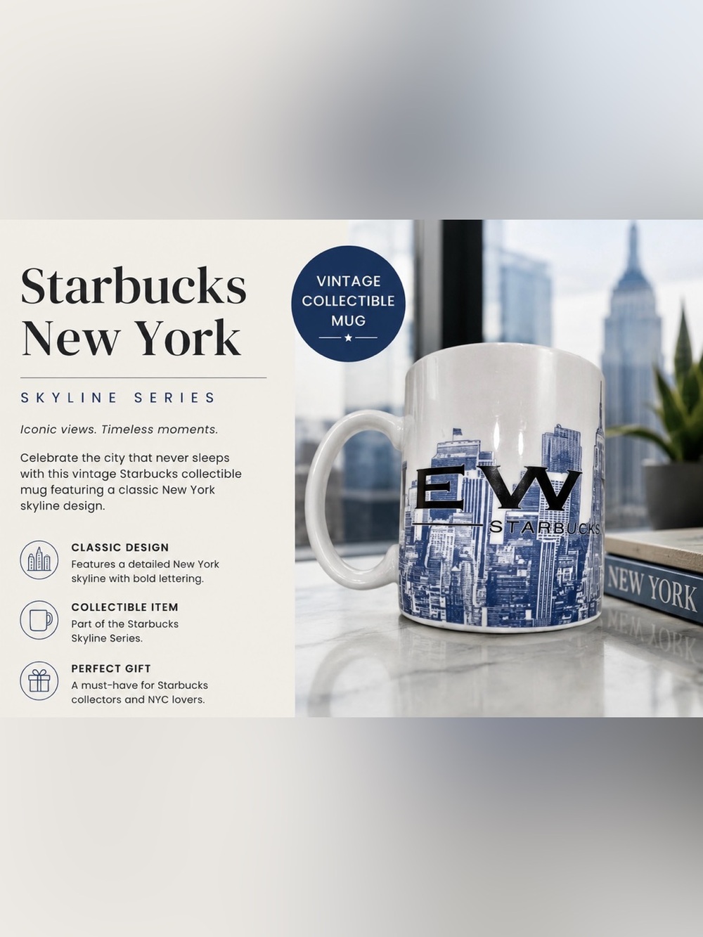 Vintage Starbucks New York Skyline Series One Collectible Mug